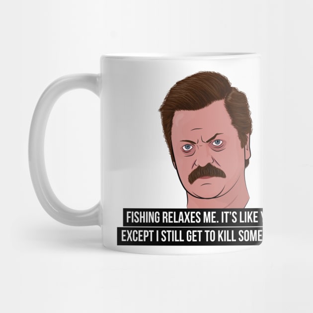 Ron Swanson - Fishing by BluPenguin